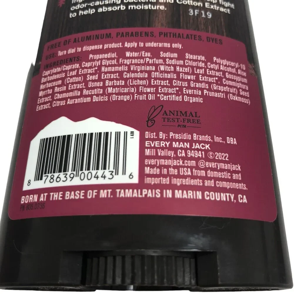 Lot 6 Every Man Jack Natural Aluminum Free Deodorant Men Stick Crimson Oak 3 oz